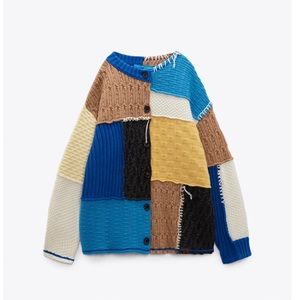 Zara X ADERERROR oversized patchwork knit cardigan